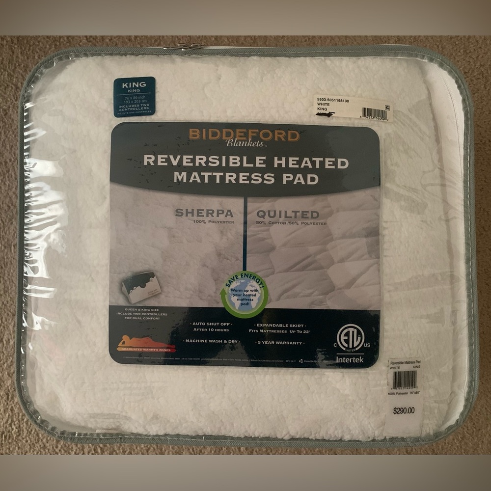 Biddeford Reversible Heated Mattress Pad
